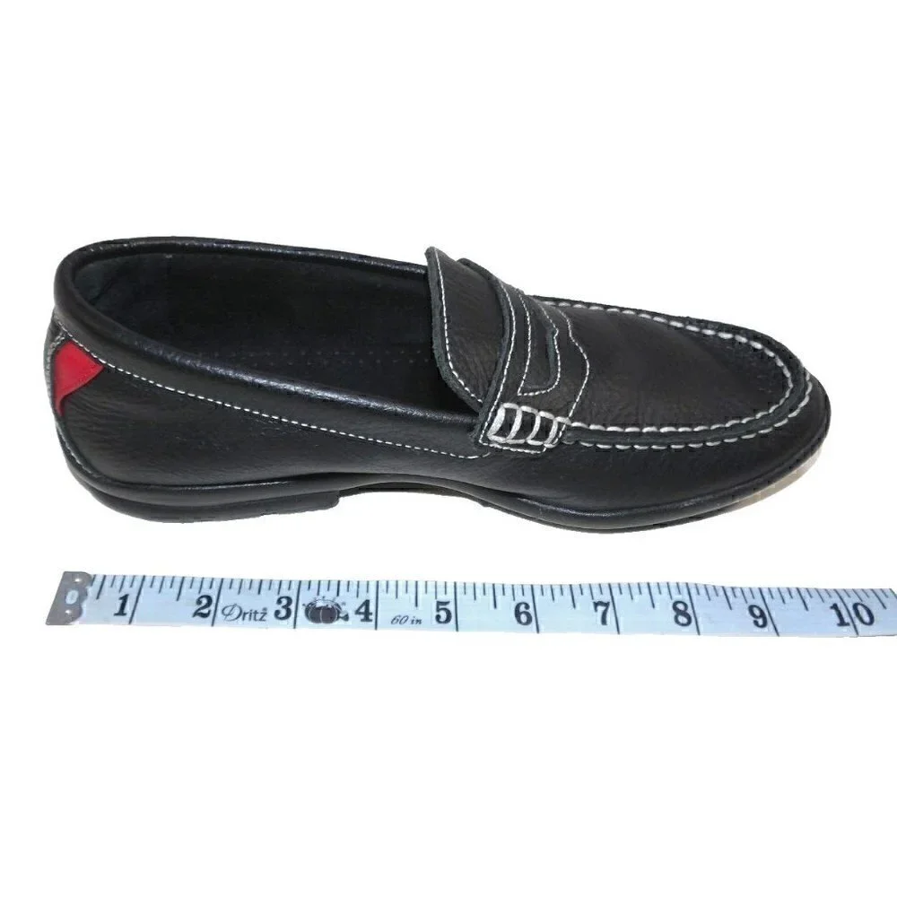 FOOTJOY black leather loafers, moccasins with red accents men's size 7 M